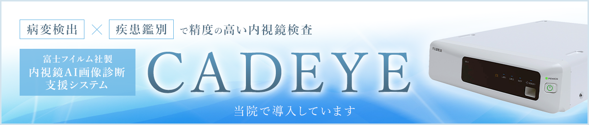 病変検出×疾患鑑別で精度の高い内視鏡検査 富士フイルム社製　内視鏡AI画像診断支援システムCADEYE 当院で導入しています